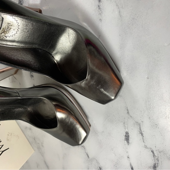 Yves Saint Laurent Mirror Pumps YSL Heels Silver Pewter Vintage mirrored vtg 8.5 - Picture 13 of 14